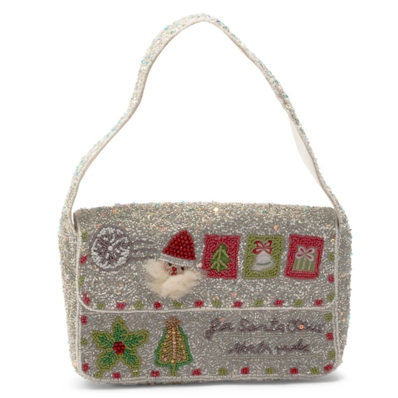 Beaded Holiday Christmas Shoulder  Handbag - Picture 1 of 3